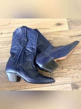 Laredo cowgirl leather boots - Navy Blue cowboy boots